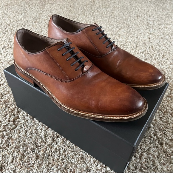 Aston Grey Men’s Leu Cognac Oxford Dress Shoes - Picture 8 of 11